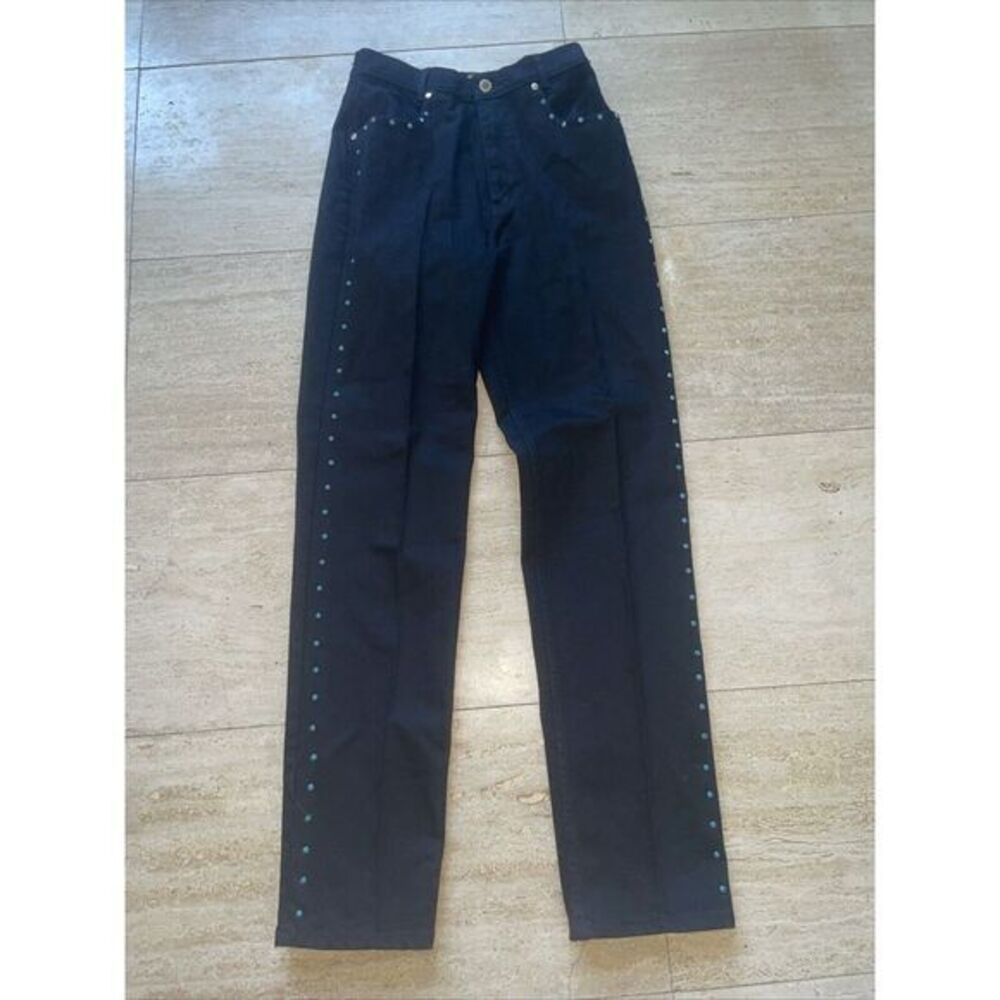 Vintage Lawman Jeans Sides Studded Slim Fit‎ Western Black VTG Size 9